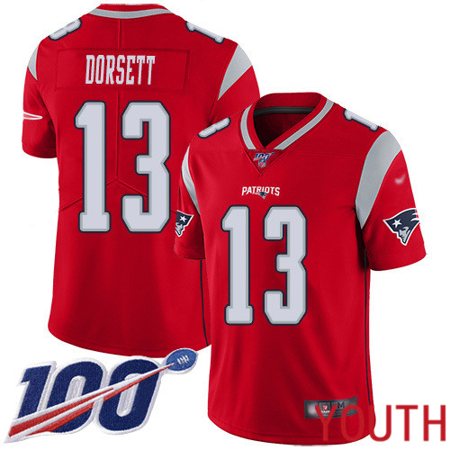 New England Patriots Football #13 100th Season Inverted Limited Red Youth Phillip Dorsett NFL Jersey